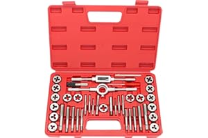 BeHappy40PCS 40PCS Tap and Die Set, Metric Size Standard M3 to M12, with Storage Case, Threading Tool Set for Garage, Worksho