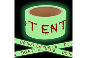 ROSULASI Glow in The Dark Halloween Decorations Caution Tape 2inx32.8ft Do Not Enter Scary Caution Tape Roll Hazard Warning Tapes Indoor Outdoor Barricade Safety Spooky DIY Home Party Door Danger Zones Office