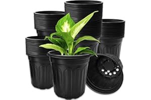 OJYUDD 60 Pack 1 Gallon Flexible Plant Nursery Pots,Thickened Soft Plastic Seed Starting Pots,Plastic Plant Container with Hole for Flower Seedling,Succulents,Cuttings,Transplanting(Black)