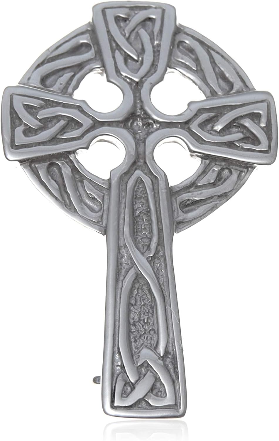 Alexander Castle 925 Sterling Silver Celtic Cross Brooch for Women - Ladies Brooch Pin with Jewellery Gift Box - 35mm x 21mm