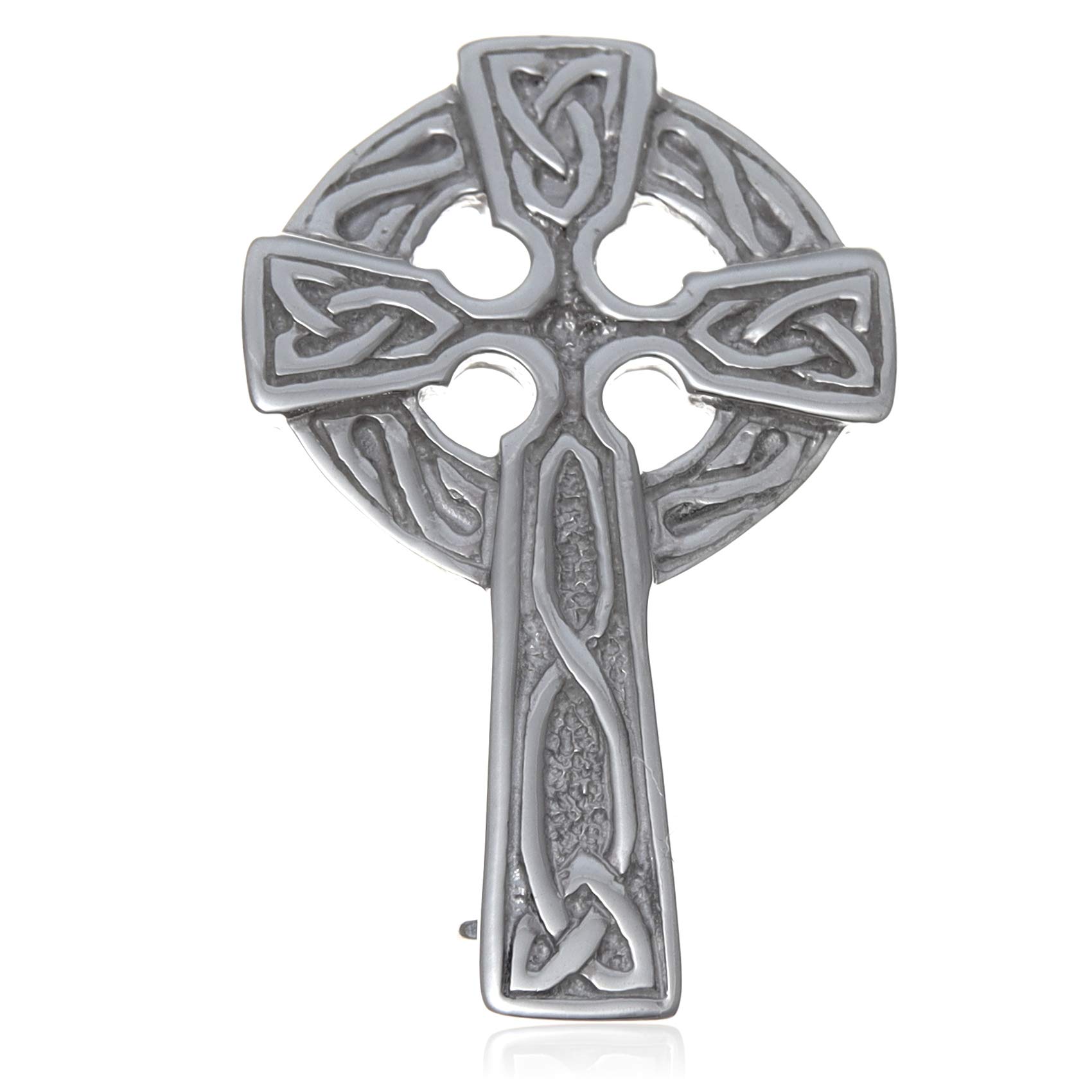 Alexander Castle 925 Sterling Silver Celtic Cross Brooch for Women - Ladies Brooch Pin with Jewellery Gift Box - 35mm x 21mm
