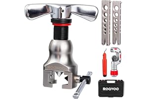 Rogvoc Flaring Tool Kit for 1/4-3/4 inch HVAC Copper Flare Tool with Metric and Imperial Clamps 45 Degree Eccentric Tube Flaring Gauge Flaring Tool Set for Copper Aluminum Pipe with Deburring Tool