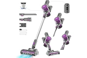 GEVI CLEANER Cordless Vacuum Cleaner for Home | 400W Powerful Stick Vacuum | Long Runtime Detachable Battery | LED Display | Deep Clean for Hard Floor Carpet