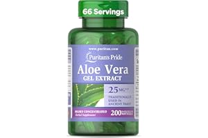 Puritan's Pride Aloe Vera Gel Extract 25 mg (5000mg Equivalent), Highly Concentrated Herbal Supplement, 200 Rapid Release Softgels (Packaging May Vary)