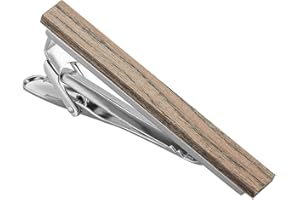 Merit Ocean Smart Men's Wood Tie Clip Natural Tie Bar 2.1 Inch in Gift Box
