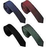BELLUNO 1.5 inch Super Skinny Ties for Men, Solid Slim Retro Ties, Basic Colors Ultra Thin Ties, Pack of 4 or 2