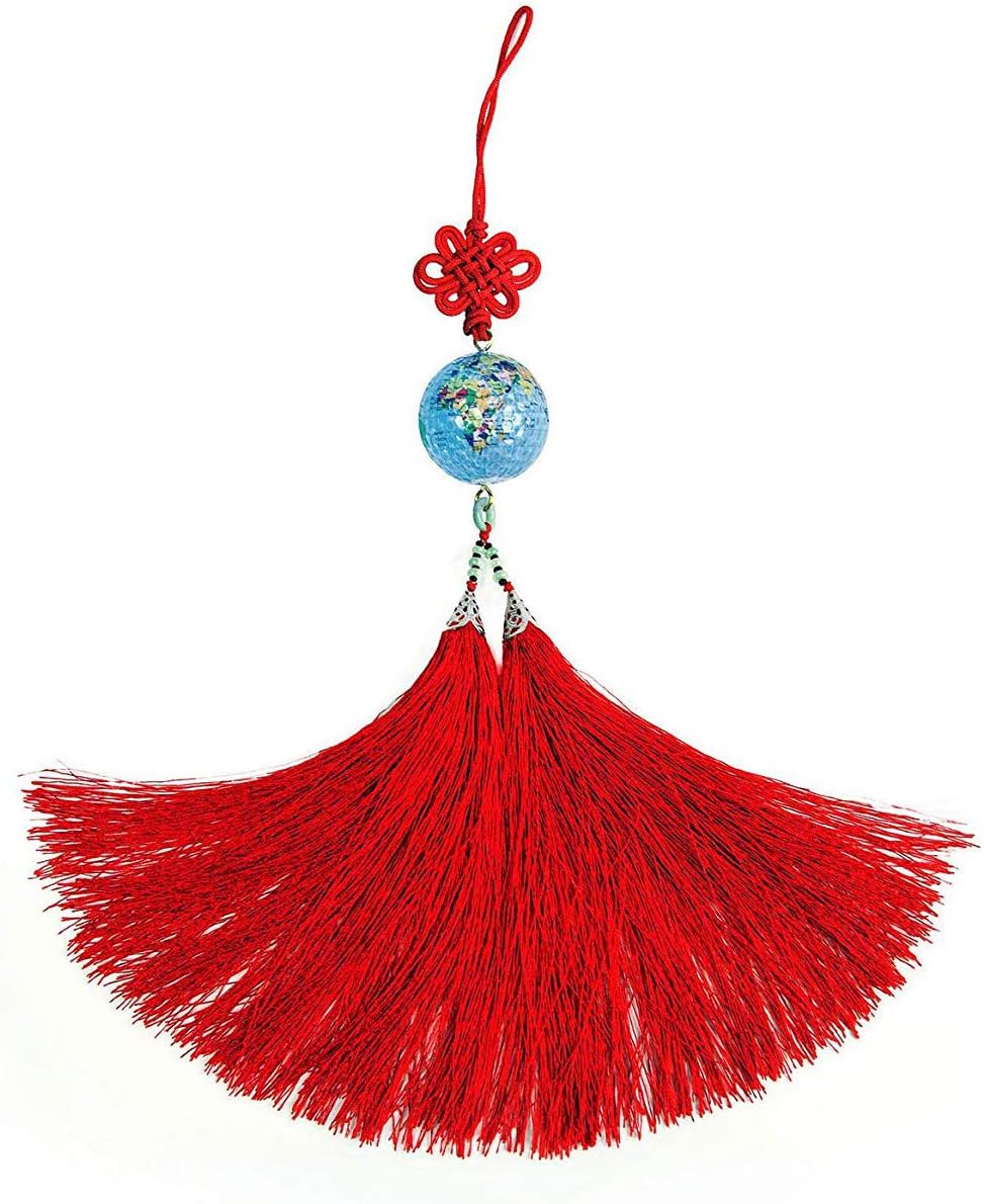 ELVES Handmade Chinese Knot Red with Golf Ball Good Luck,Wealth Good Fortune Success and Health Car Charm Home Hanging Ornament