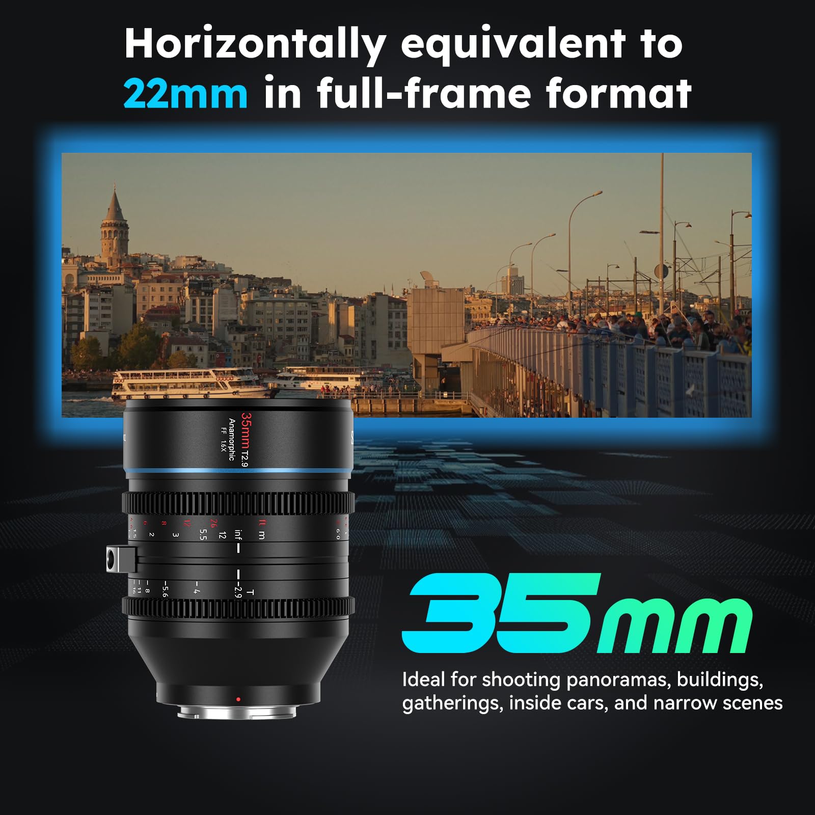 Sirui 35mm T2.9 1.6X Full-Frame Anamorphic Lens Cinema Lens (E Mount)