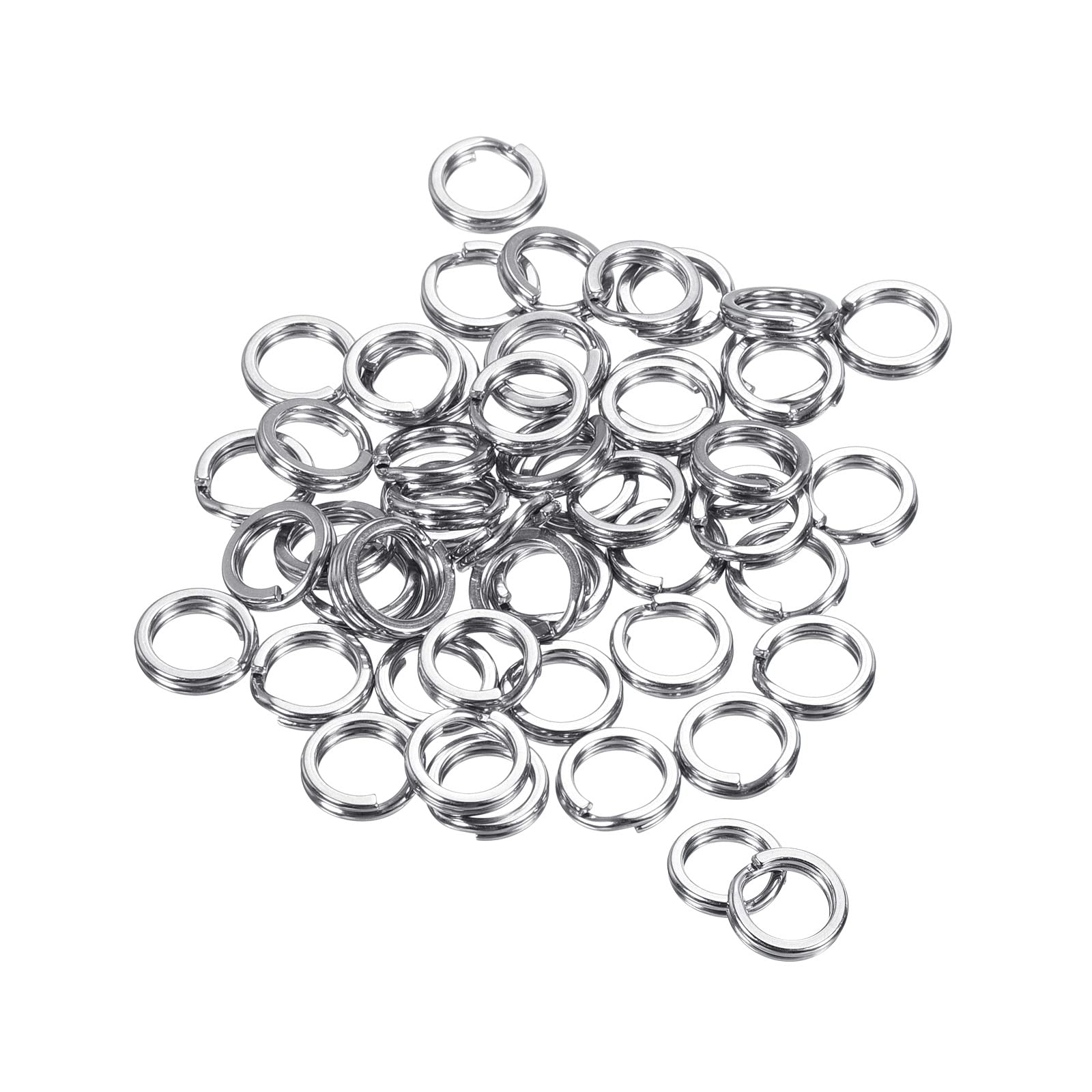 PATIKIL 1.0mm x 8mm Fishing Split Rings, 50 Pack 304 Stainless Steel Double Flat Ring Lure Connector for Saltwater Freshwater — image 1