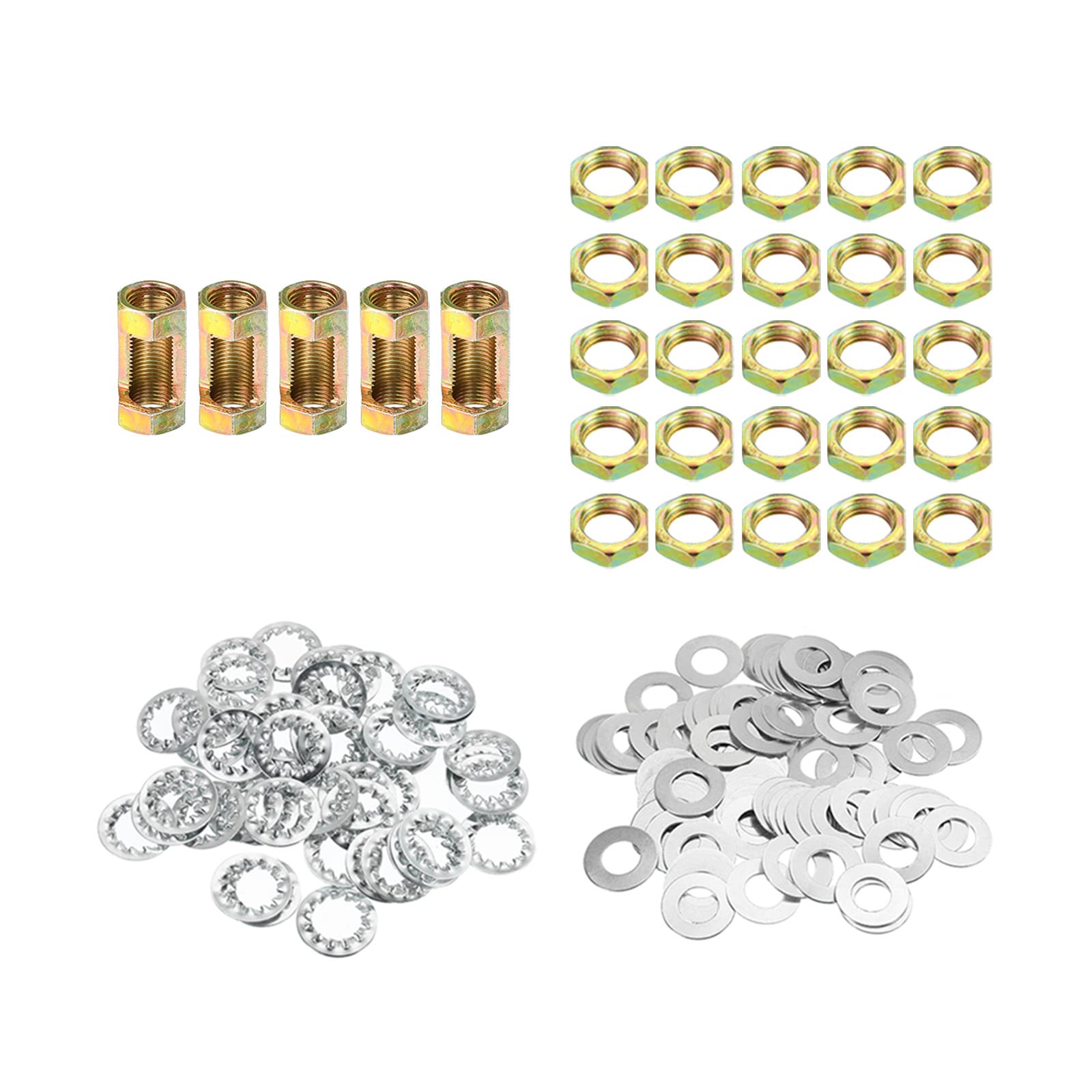 PATIKIL 1/8IP Thread Lamp Pipe Lock Nuts Washers, 5 Set Threaded Tube Fasteners Assortment Hardware for Chandelier Ceiling Light DIY, Zinc Plating