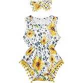 Leapparel Baby Girl Clothes 0-24 Months Floral Sleeveless Newborn Romper Jumpsuit Outfit Set with Headband