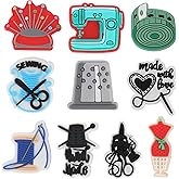 mortd 10 PCS Sewing Tailor Shoe Decoration Charms, Sewing Machine Needle Thread Charms for Shoe Wristband Decor, PVC Shoe Charm Accessories for Party Favors Birthday Gifts