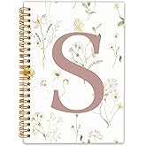 Locomiss Initial Letter S Notebook Journal, Monogrammed Gifts for Women, Journal for Teen Girls, Cute Personalized Floral Journals Notebooks for Women, Hardcover Spiral Notebook 5.5x8.3