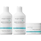 AMAZONICA BELEZA Argan Oil Hair Shampoo, Conditioner and Mask for Intense Moisturizing, Hydrate & Repair Kit for Dry Hair, Kit Hidratante con Oleo de Argan y Vitamina E, (10 Oz/each)