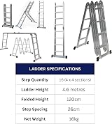 Samuel ALEXANDER Folding Ladder 4.6m 11-in-1 Aluminium Work Bench EN131 view 3
