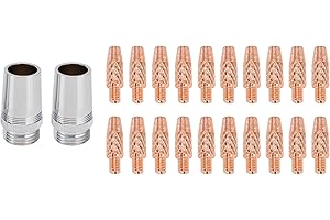 MAD HORNETS 20 X Contact Tips 2 X Nozzle 186405 for Miller Spoolmate 100/185/3035 Spool Gun