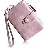 PofeeXIO Womens Small Bifold Leather Wallets RFID Ladies Wristlet with Card Slots id Window Zipper Coin Purse | Small, Bifold, RFID, Wristlet, with Card Slots, id Window