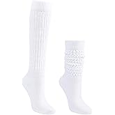Auranso Slouch Socks Women Cotton Scrunch Knee High Long Knit Boot Socks 6-11