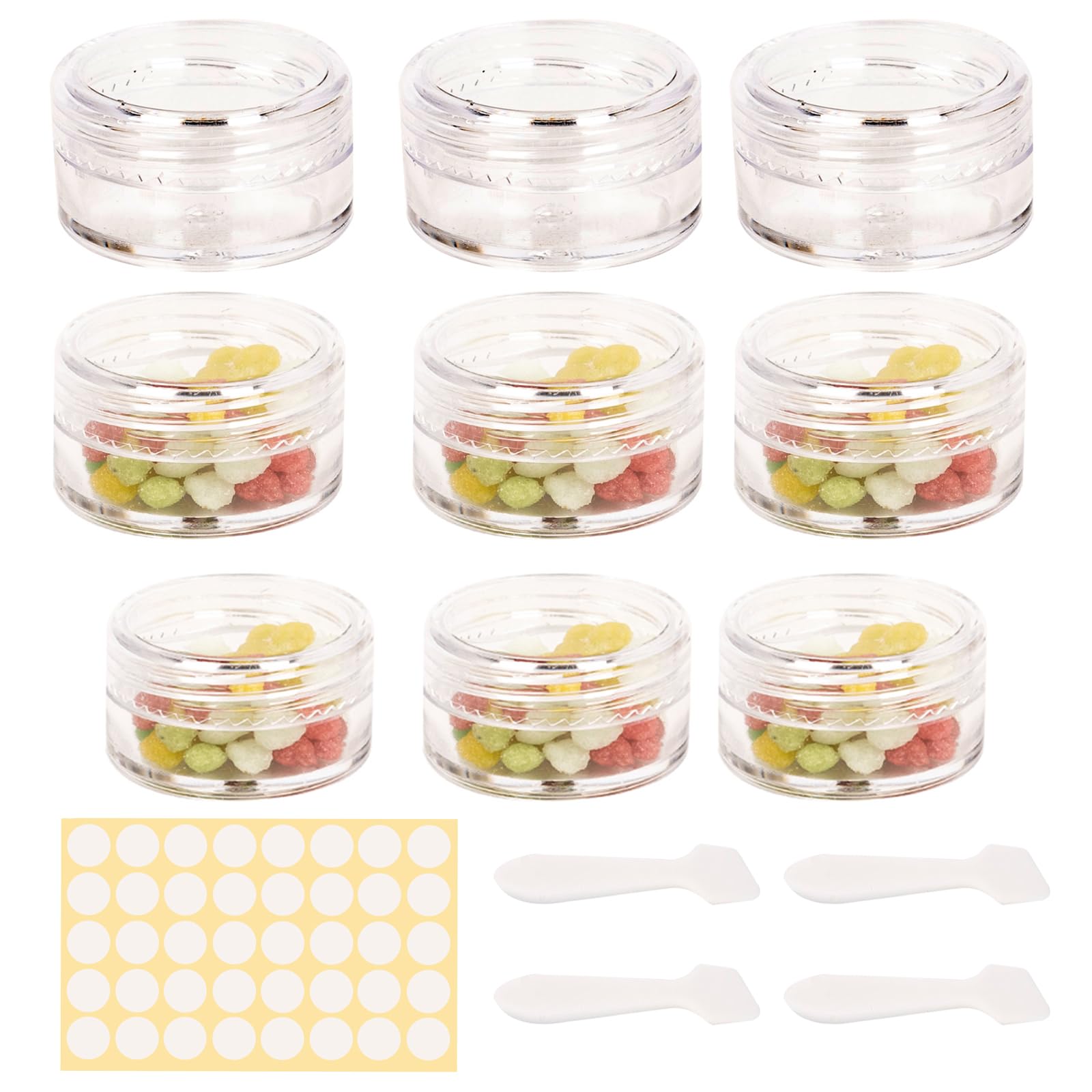 Empty Plastic Cosmetic Jars and Sample Containers with Lids - Travel Mini Makeup Pots for Creams - Transparent (6 x 20ml, 3 x 10ml)