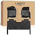 LASFIT Floor Mats for Ford F-150 2015-2025 | F150 Lightning 2022-2025 SuperCrew (Rear w/Fold Flat Storage) Carpet Floor All Weather Car Liners TPE Truck Mats - 1st and 2nd Row, 3pcs Black