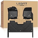 LASFIT Floor Mats for Ford F-150 2021-2026 | F150 Lightning 2022-2025 SuperCrew (Rear w/Fold Flat Storage) Carpet Floor All Weather Car Liners TPE Truck Mats - 1st and 2nd Row, 3pcs Black