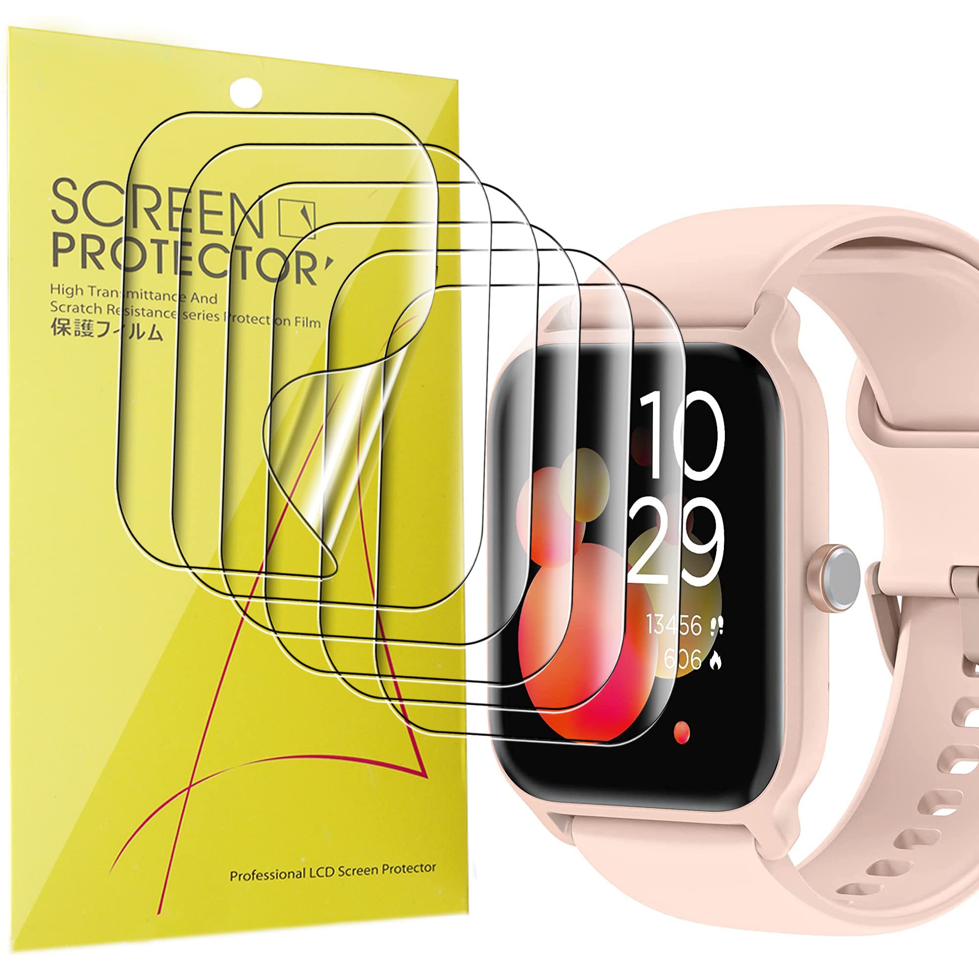 TOOBUR Smart Watch Screen Protector - 6 Pack Full Coverage TPU Clear Film for IDW13 1.8" VRPEFIT, Konitee, Gydom