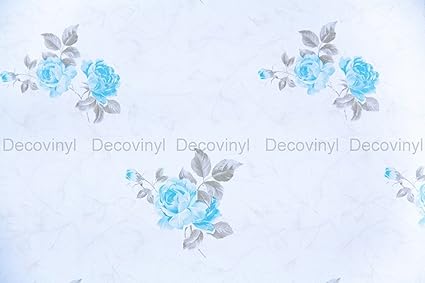 2 M Shabby Chic Floreale Blu Adesivo In Plastica Fablon