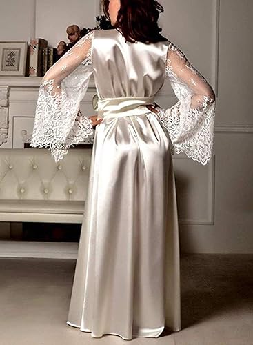long white satin dressing gown