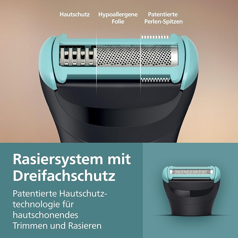 Bodygroom 5000 für Herren – mit Dreifachschutz-Rasiersystem, elektrisch trimmen und rasieren im Intimbereich, klappbarer Rückenaufsatz, 100% duschfest, 100 Min. Laufzeit, Modell BG5480/15