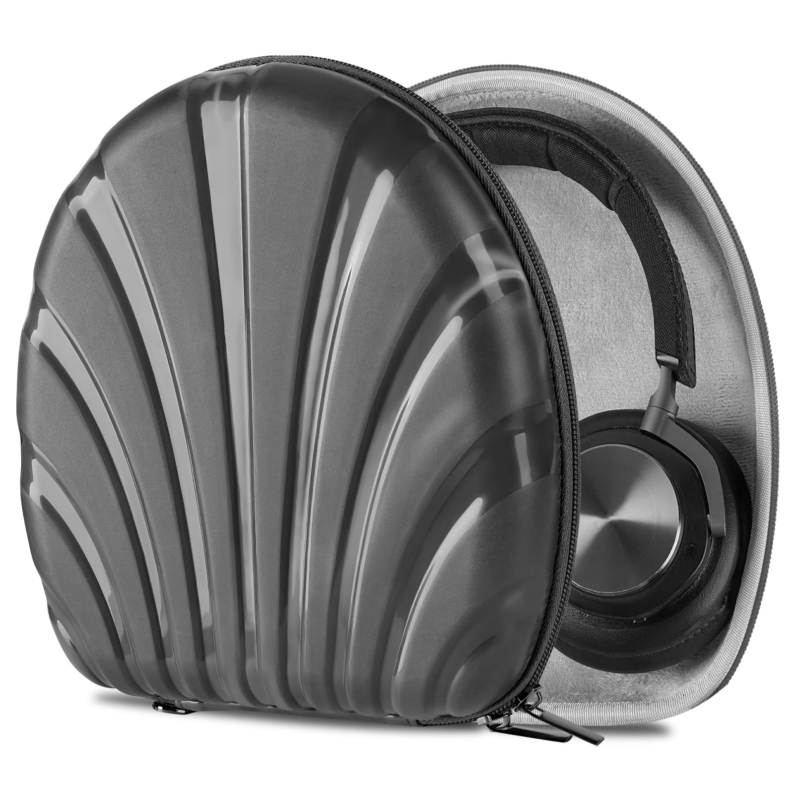 Geekria PRO Rugged Headphones Case Compatible with B&O Beoplay H95, H9, H9 3rd Gen, H9i, H8, Hard Shell, Durable, Multi-Layer Protection Travel Carrying Bag (Seashell, Black)