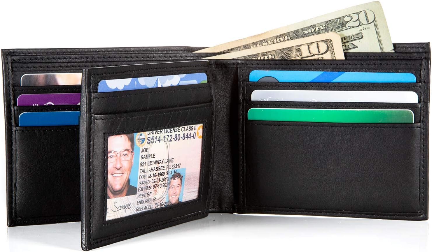 Extra Capacity Bifold Wallet for Men - RFID Blocking Genuine Leather Wallet