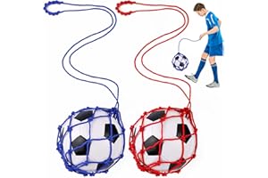 TOBWOLF 2PCS Football Kick Trainer, Soccer Return Trainer Net Fits Ball Size 3, 4, 5, Hands-Free Football Kick Throw Solo Practice Training Aid, Adjustable Waist Belt Soccer Ball Trainers Net