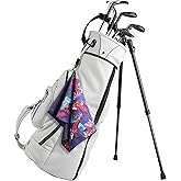 Tough Outdoors Golf Towel - 15"x 25" Microfiber Golf Bag Towel with Clip - Waffle Texture, High Absorbency, Tropical Purple