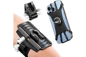 Newppon 2-1 Running Armband + Bike Phone Holder : Detachable & 360° Rotatable Cell Phone Arm Bands Case Universal for iPhone 15 14 13 12 11 Pro Max Plus Samsung Galaxy S23 for Workout Exercise Sports