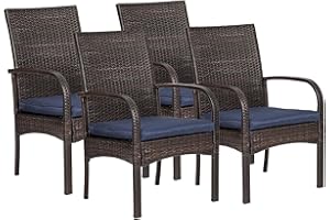 SAILARY Outdoor Wicker Patio Dining Chairs with Padded Cushions Set of 3: Porch Rattan Chairs Club Chairs with High Back and Deep Seating 350lbs, Brown