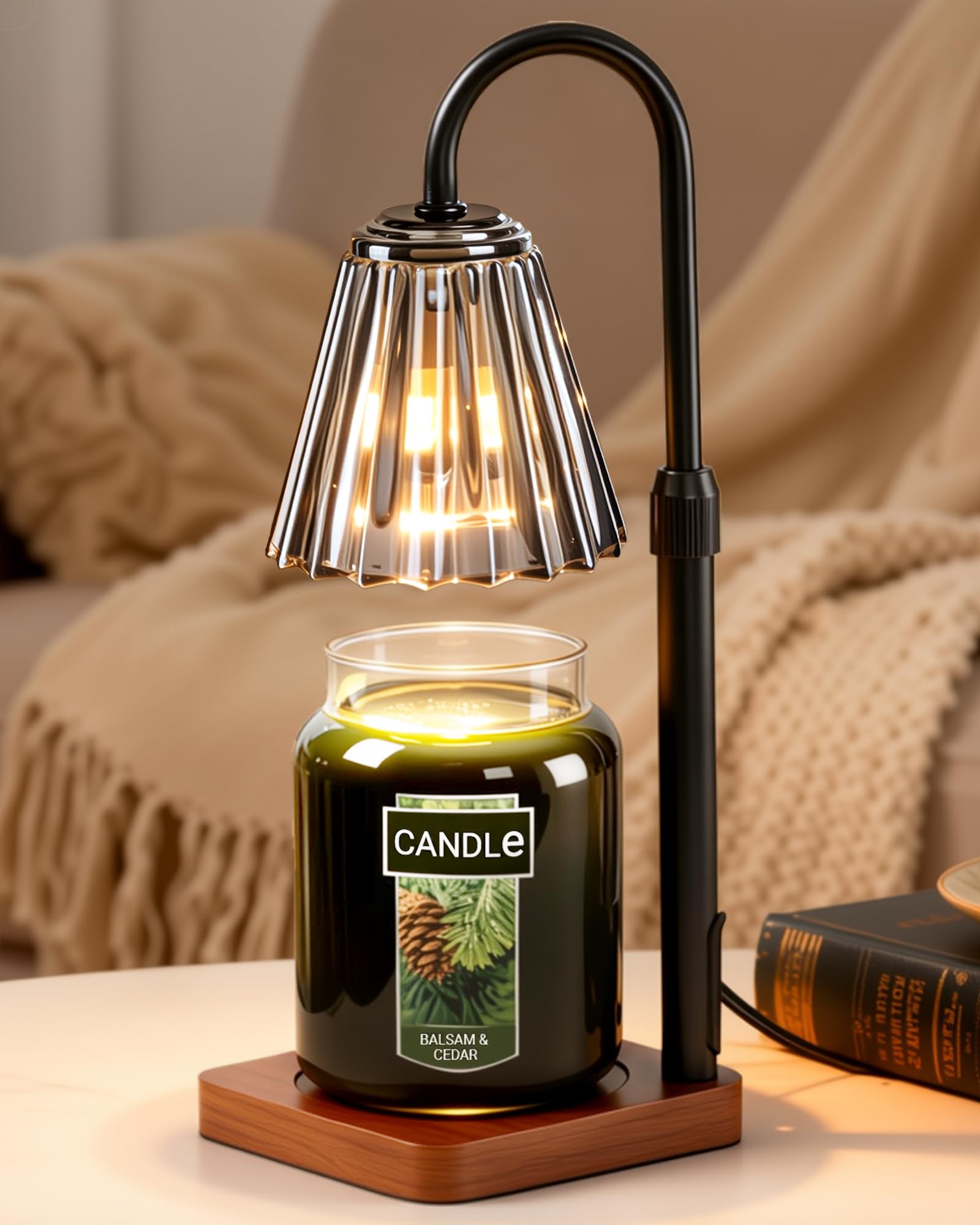 Marycele Black Candle Warmer Lamp with Timer for Yankee Candles, Christmas Birthday Thanksgiving Gifts for Mom Women Sister Her, House Warming Gifts, Office Room Home Decor, Clear Wax Warmer Image