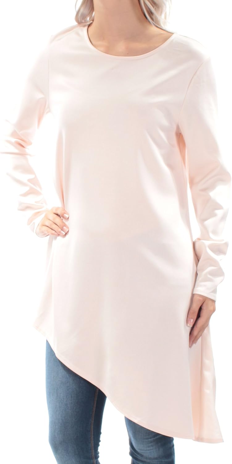 Alfani Prima Womens Asymmetrical Long Sleeve Tunic Top Blush
