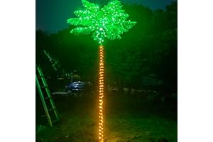 FAIRYRAIN Palm Trees for Outside Patio Decor, 8FT 300LED Lighting Artificial Palm Tree with Coconuts, Outdoor Pool Tropical Decorations for Home Party Hawaiian Jungle Christmas Nativity Beach Garden Park