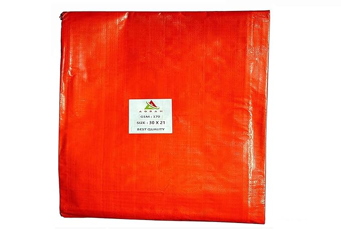 AQBAH Tarpaulin Sheets, Tarpaulin 100% Pure Virgin UV Treated 170 GSM Orange Blue (30 ft x 21 ft)