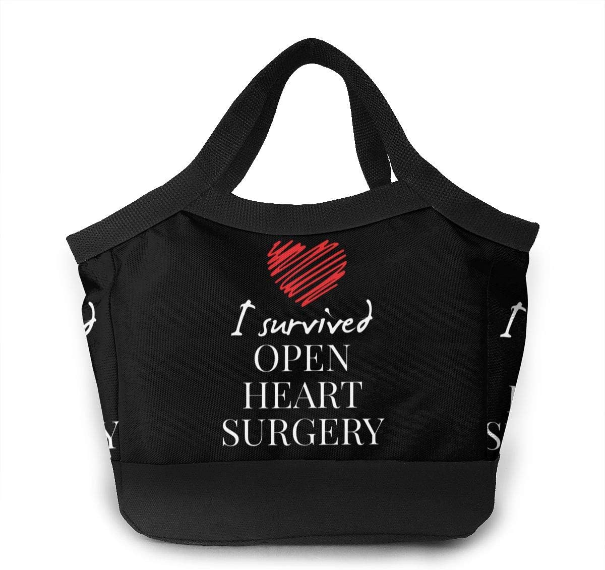 Lunch Box Survived Open Heart Surgery Bento Lunch Bag For Men Women Adults, Work School Picnic Beach Lunch Holder Polyester Handbag Reusable Drinks Holder
