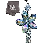 H&D HYALINE & DORA 11.4 Inch Crystal Color Flower Interior Accessories Car Charms Pendants for Auto Rear View Mirror Hanging Decoration with Tassel