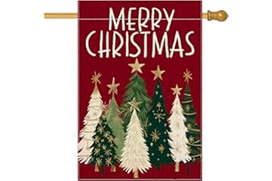 CYYFXKA Merry Christmas House Flag 28x40 Inch Vertical Double Sided Xmas Trees Winter Outside Decorative Flags Holiday Farmho
