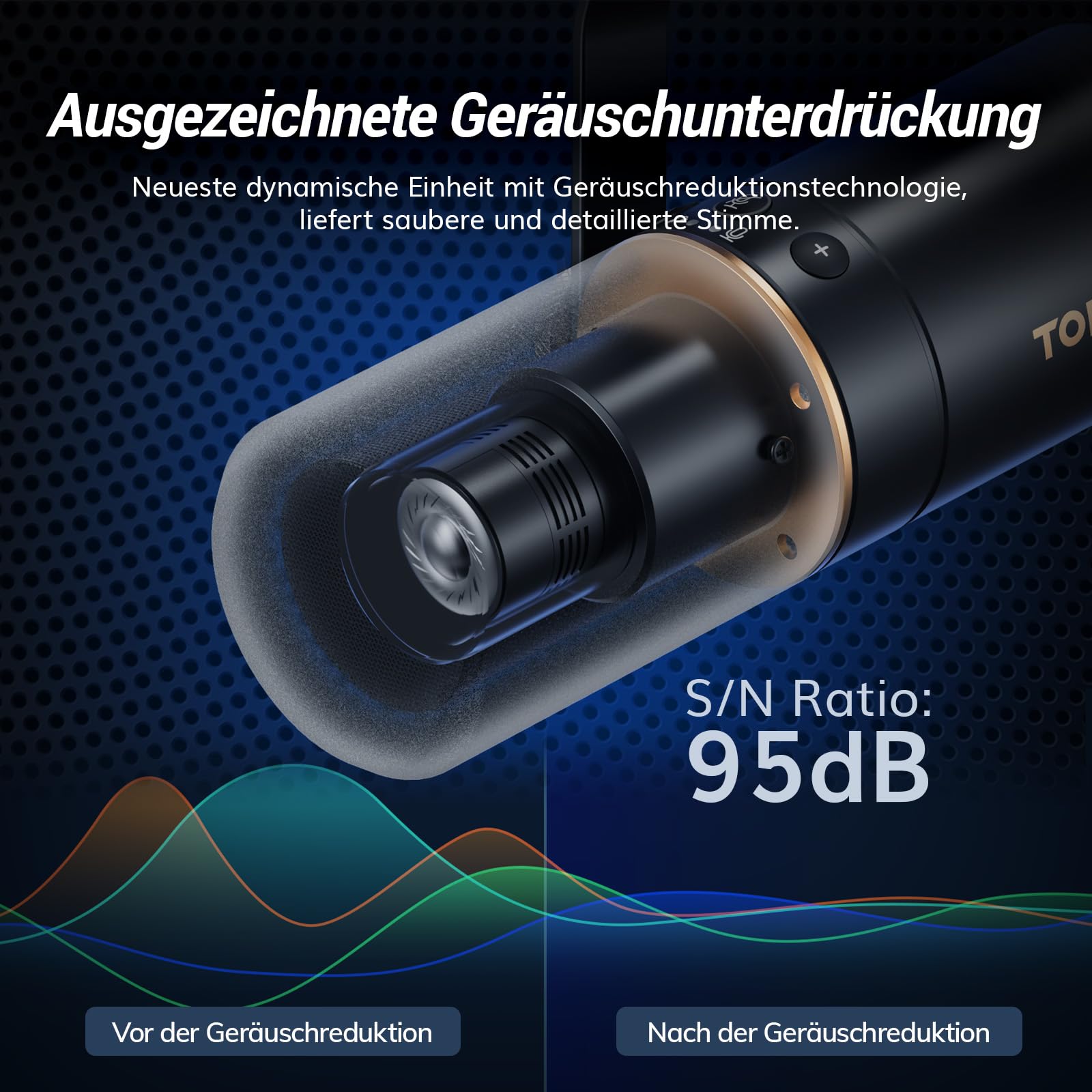 TONOR Dynamisches Microphone mit XLR/USB Kabel, Mikro PC mit Mute Button, Vocal Mic Gesangsmikrofon für Podcast, Streaming, Gaming, Studio und Aufnahme, mit Hight Profile Mikrofonarm, Schwarz, TD510+ 3