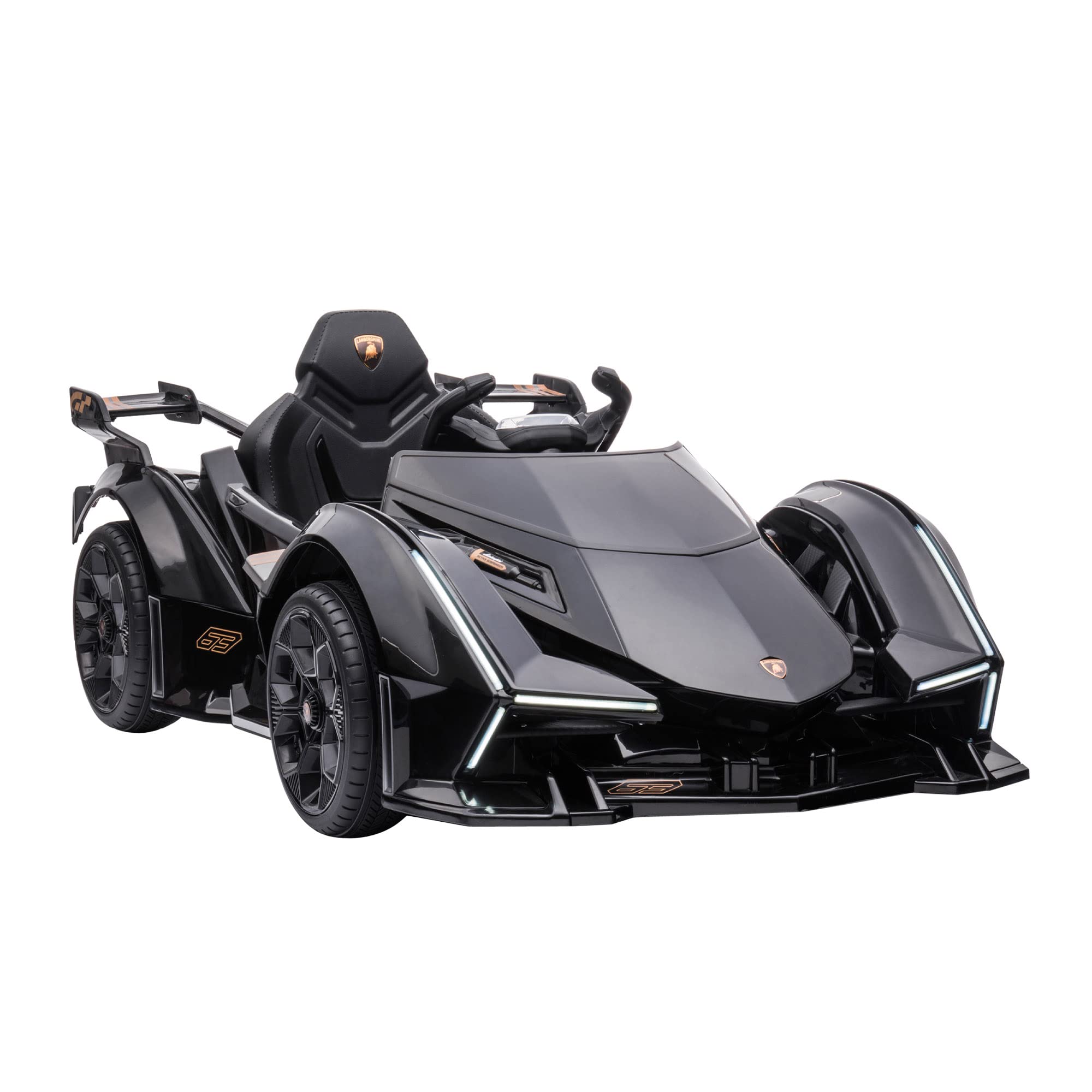 Aosom 12V Electric Ride-on Car, Licensed Lamborghini V12 Vision Gran Turismo Battery-Powered Ride-on Toy with Remote Control, Music, LED Lights, for 3-6 Year Old Boys and Girls, Black