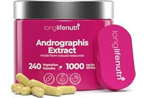 LongLifeNutri Andrographis Extract 1000mg - Advanced Formula, 240 Vegetarian Capsules, 4-Month Supply - Andrographis Paniculata Aerial Parts for Immune Health, Organic Supplement