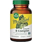MegaFood Balanced B Complex - B Complex Vitamin Supplement - 8 B Vitamins Including Vitamin B6, Vitamin B12, Folate, Biotin & More - Supports Cellular Energy Production - Vegan, Gluten Free - 60 Tabs
