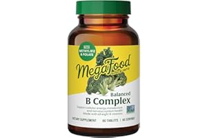 MegaFood Balanced B Complex - B Complex Vitamin Supplement - 8 B Vitamins Including Vitamin B6, Vitamin B12, Folate, Biotin & More - Supports Cellular Energy Production - Vegan, Gluten Free - 60 Tabs