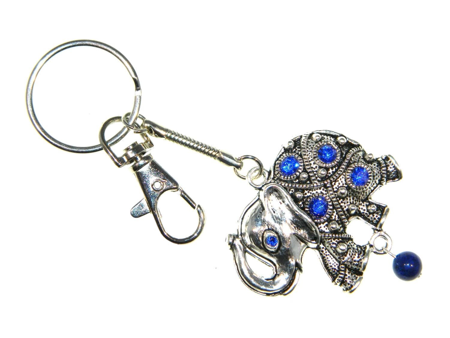 Jeannieparnell Z321H - Carded Lucky Elephant Charm Keyring - Good Luck - Handmade