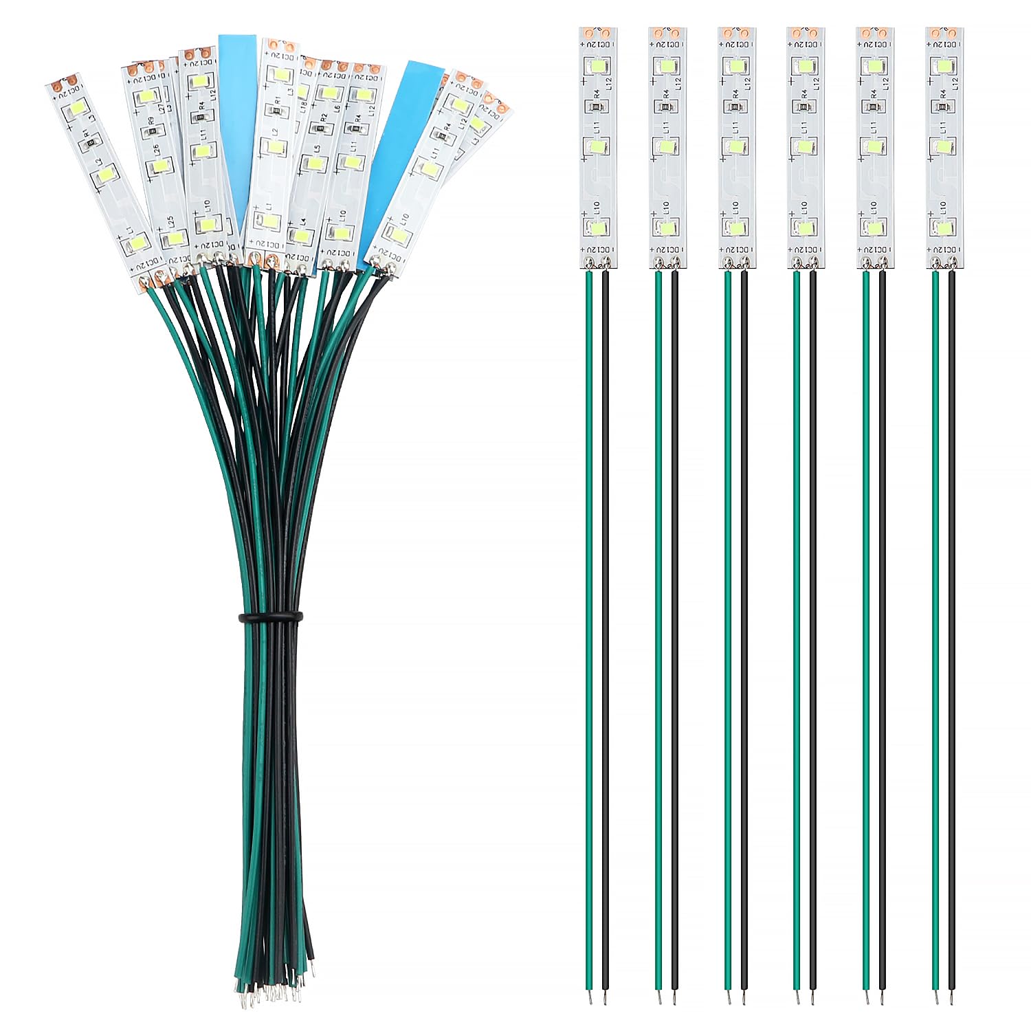 YIXISI 15 PCS 50mm Prewired Strip LED, 12V - 18V LED Strip Light, 2335 SMD LED Light, Green