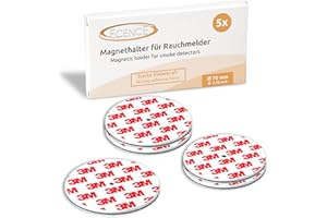 ECENCE Magnetic Smoke Detector Installation Tool 5pcs Magnetic Adhesive Pads with hole and 3M Glue For Smoke Alarms Ø 70mm, No Drilling Or Screws, Quick and Easy Fastening